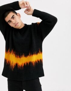 Weekday Romeo Soundwave jaquard sweater in black
