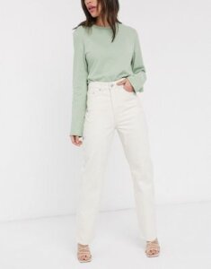 Weekday Row mom jeans with organic cotton in off white-Beige