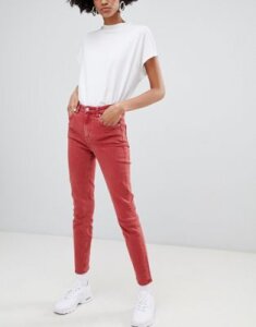 Weekday Way High Waist Slim fit Jeans in Organic Cotton-Red