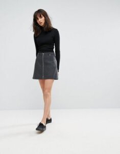 Weekday Zip Mini Skirt-Gray