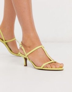 Who What Wear Romi strappy mid heeled sandals in lime-Green