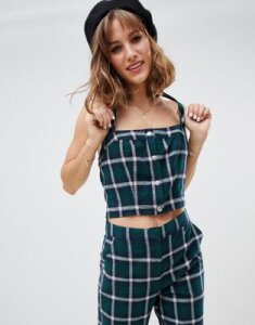 Wild Honey button front cami top in check two-piece-Multi
