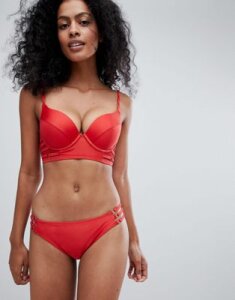 Wolf & Whistle Fuller Bust Strappy Long Line Bikini Top DD-G-Red