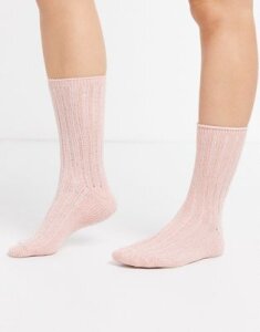 Women'secret chenille ribbed socks in pink