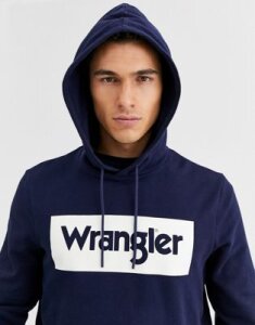 Wrangler larger logo hoodie in navy