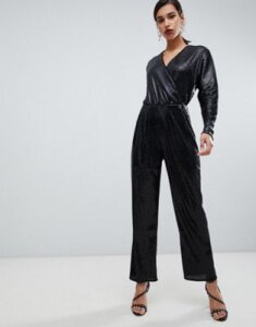 Y.A.S all over sequin wideleg jumpsuit-Black