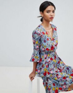 Y.A.S bold floral mini wrap dress-Multi