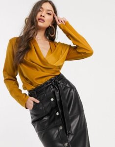 Y.A.S drape front blouse-Brown