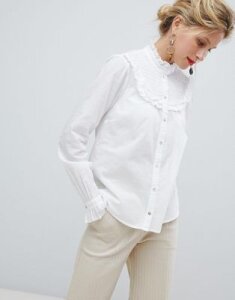 Y.A.S High Neck Smock Detail Shirt-White