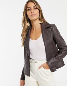 Y.A.S leather jacket in chocolate-Brown