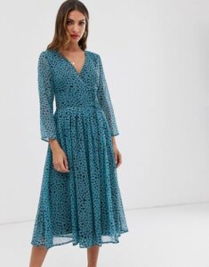 Y.A.S pleated tea dress-Blue