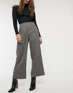 Y.A.S tailored pants with wide leg in gray herringbone-Multi