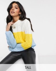 Y.A.S Tall Aria color block pullover knit sweater-Multi
