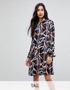 Y.A.S Tall Graphic Printed Shift Dress With Tie Sleeves-Multi