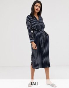 Y.A.S Tall stripe shirt dress-Navy