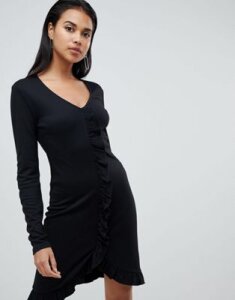 Y.A.S Talotta ruffle front dress-Black