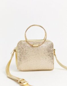 Yoki Fashion glitter structured clutch bag-Gold