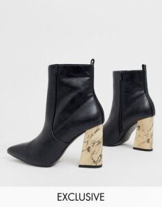 Z Code Z Exclusive Chloe vegan heeled ankle boots in black marble