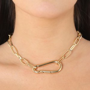 Carabine Detail Chunky Chain Necklace In Gold,, Gold
