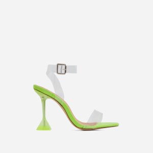Ego - Marca barely there square toe clear perspex heel in lime green faux suede, green