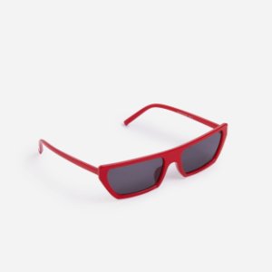 Narrow Rectangle Fashion Sunglasses In Red,, Red