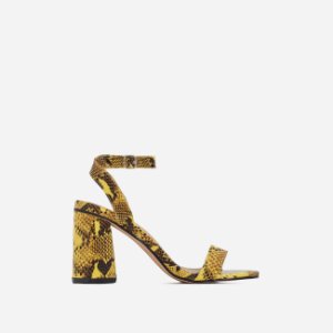 Ego - Nikita midi block heel in yellow snake print faux leather, yellow