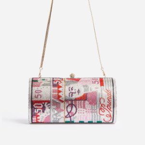Premium Crystal Money Clutch Bag In Pink,, Pink