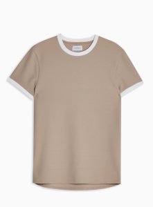Strukturiertes T-Shirt im Ringer-Style, beige, BEIGE