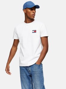 Topman - Tommy jeans t-shirt mit badge, weiß, weiß