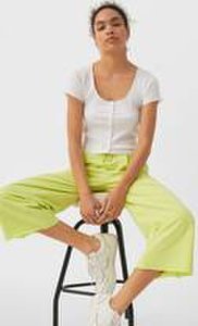 Culotte-Hose aus feinem Sweatstoff Grün