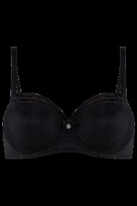 Dame de paris Balconette BH | wired padded black lace bow - 70B