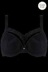 Dame de paris Plunge BH | wired padded black lace bow - 75F