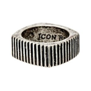 Herren Icon Brand Size Medium Time Squared Ring Basismetall P1062-R-SIL-MED