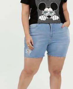 Bermuda Feminina Jeans Plus Size Barra Desfiada Marisa