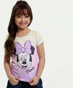 Blusa Infantil Estampa Tie Dye Minnie Manga Curta Disney