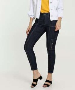 Calça Jeans Cargo Skinny Feminina Sawary
