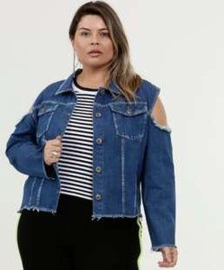 Jaqueta Feminina Jeans Destroyed Plus Size Razon