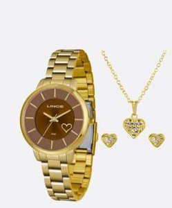 Kit relógio feminino LINCE lrg4607l kw77n1kx