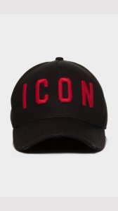Dsquared2 Classic Embroidered Icon Logo Cap - Black and Red - Mens, Black and Red
