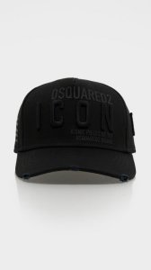 Dsquared2 New Icon Multi Logo Cap - Black On Black, Black On Black
