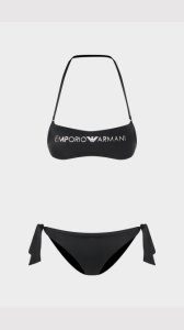 Emporio Armani Loungewear Metallic Logo Swimsuit - Black - Womens, Black
