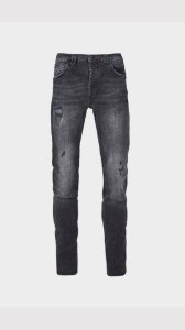 Philipp Plein Iconic Plein Straight Jean - Black - Mens, Black
