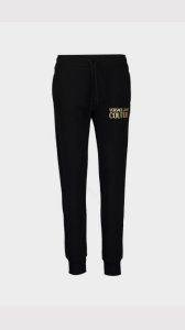Versace Jeans Couture Foil Logo Jogging Bottoms - Black And Gold - Womens, Black And Gold
