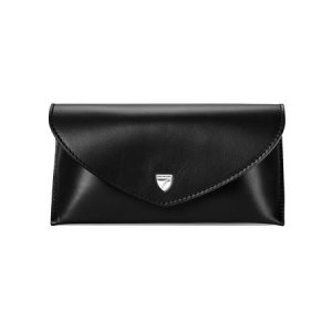 Aspinal of London Leather Sunglasses Case in Smooth Black & Black Suede