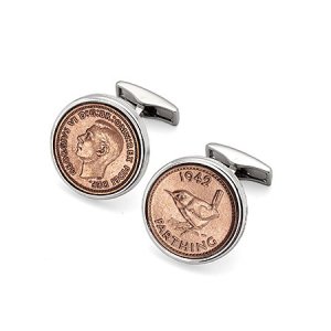 Aspinal of London Mens Farthing Cufflinks, Silver/Gold