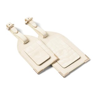 Aspinal Of London®  set of 2 luggage tags in ivory patent croc