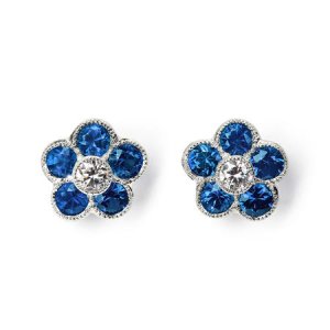 Athena 18ct White Gold Sapphire & Diamond Cluster Stud Earrings
