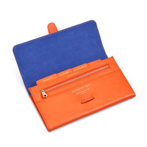 Classic Travel Wallet in Bright Orange Saffiano