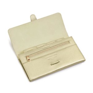 Classic Travel Wallet in Gold Saffiano