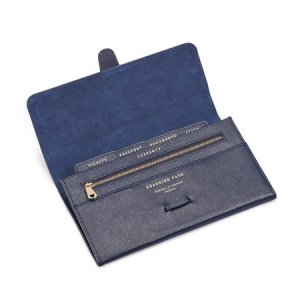 Classic Travel Wallet in Navy Saffiano